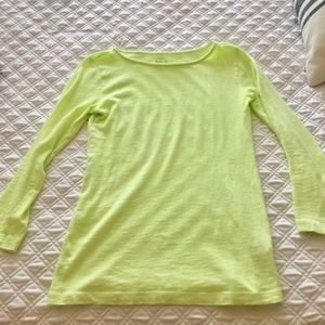 Neon green J crew painters tee